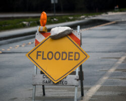 Flooded,road,sign,in,pescadero,,san,mateo,county,,california,from