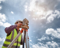 Surveyor,equipment.,surveyors,telescope,at,construction,site,or,surveying,for